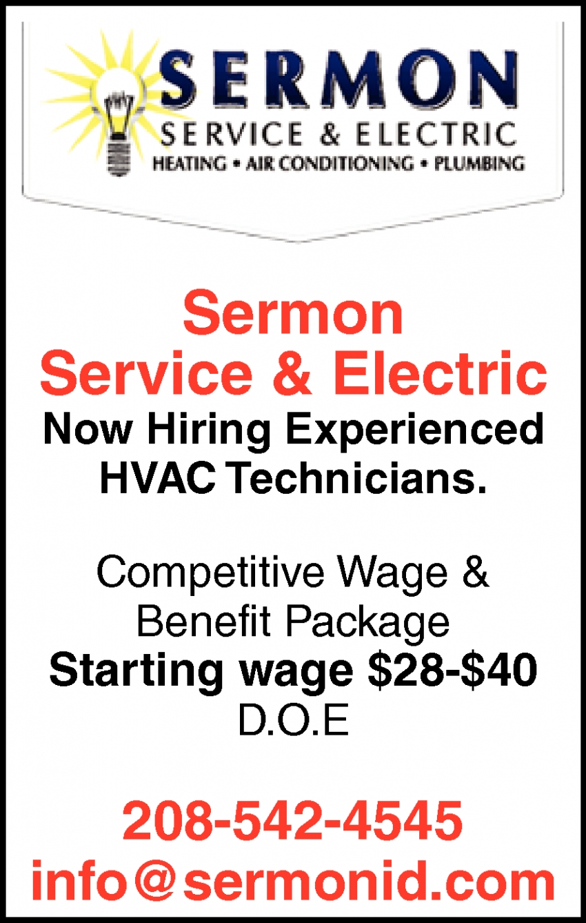 HVAC Technician, Sermon Service u0026 Electric , Idaho Falls, ID