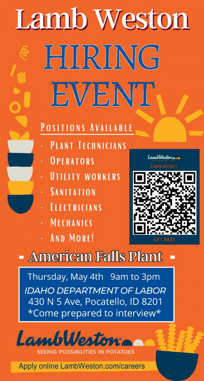 Hiring Event, Lamb Weston American Falls, Pocatello, ID